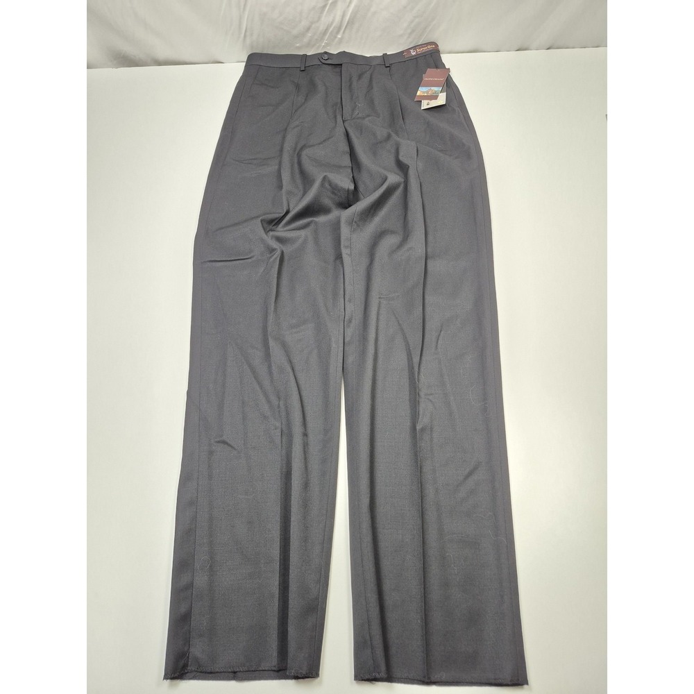 Cianni Cellini Dress Pants Mens 36x36 Black Wool Pleated Straight Unhemmed NWT